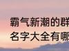 霸气新潮的群名字大全 霸气新潮的群名字大全有哪些