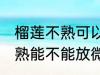 榴莲不熟可以放微波炉加热吗 榴莲不熟能不能放微波炉加热