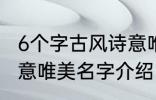 6个字古风诗意唯美名字 6个字古风诗意唯美名字介绍